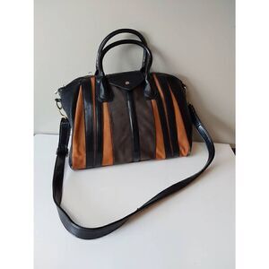 MMS bag Black with brown suede stripes